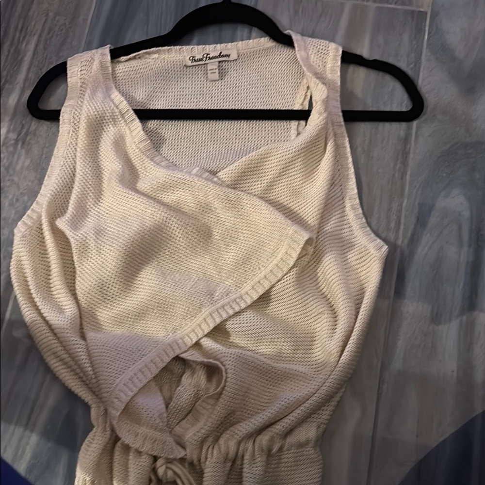 Cream Sleeveless Knit Top cardigan size:M